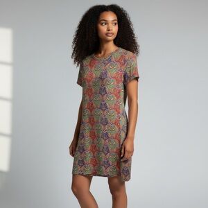 FAHERTY | Women’s Multicolor 100% Silk Paisley Floral Midi Dress size Medium